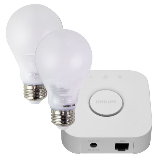 Philips Hue A19 White Bulb Starter Kit with 2 Bulbs & Bridge