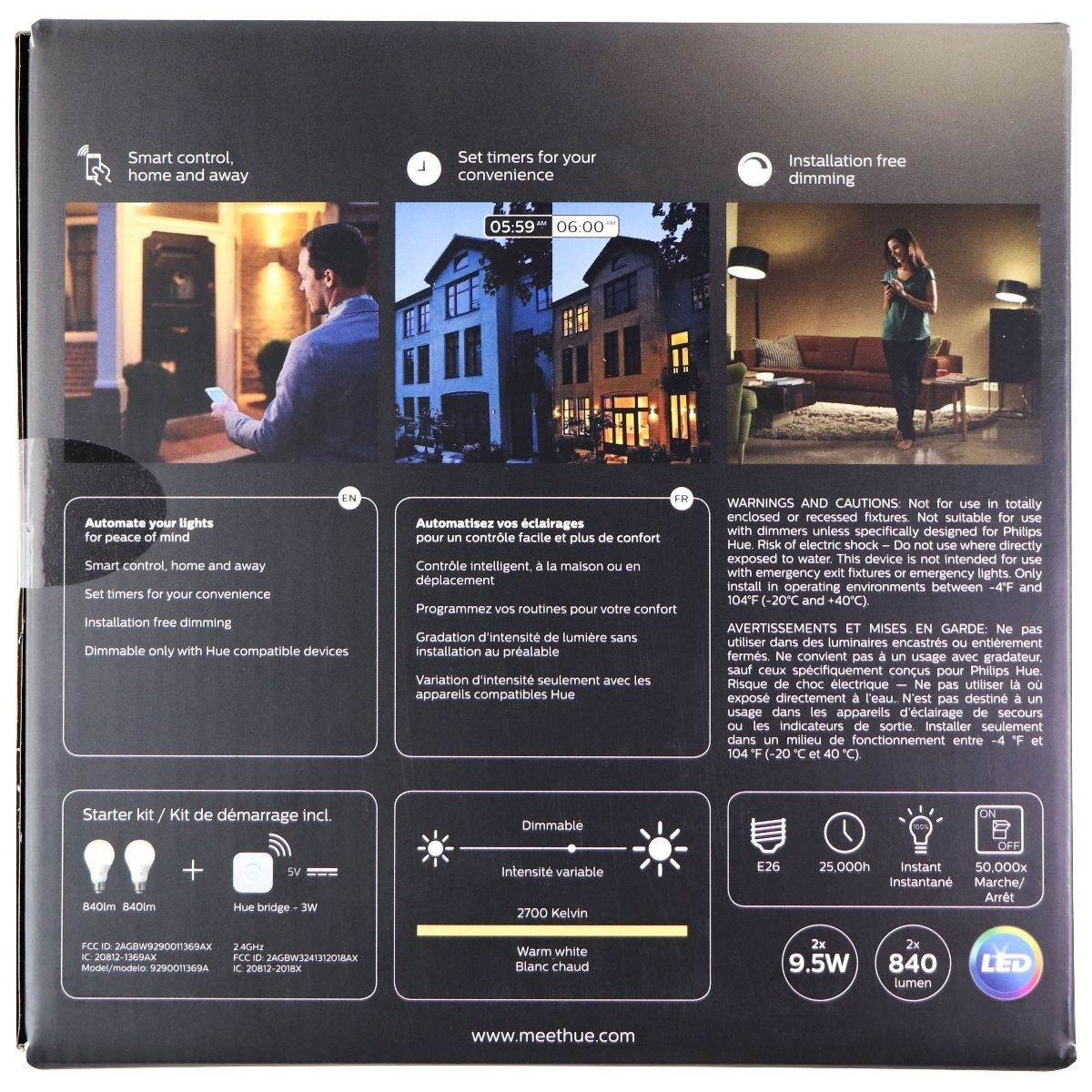 Philips Hue A19 White Bulb Starter Kit with 2 Bulbs & Bridge