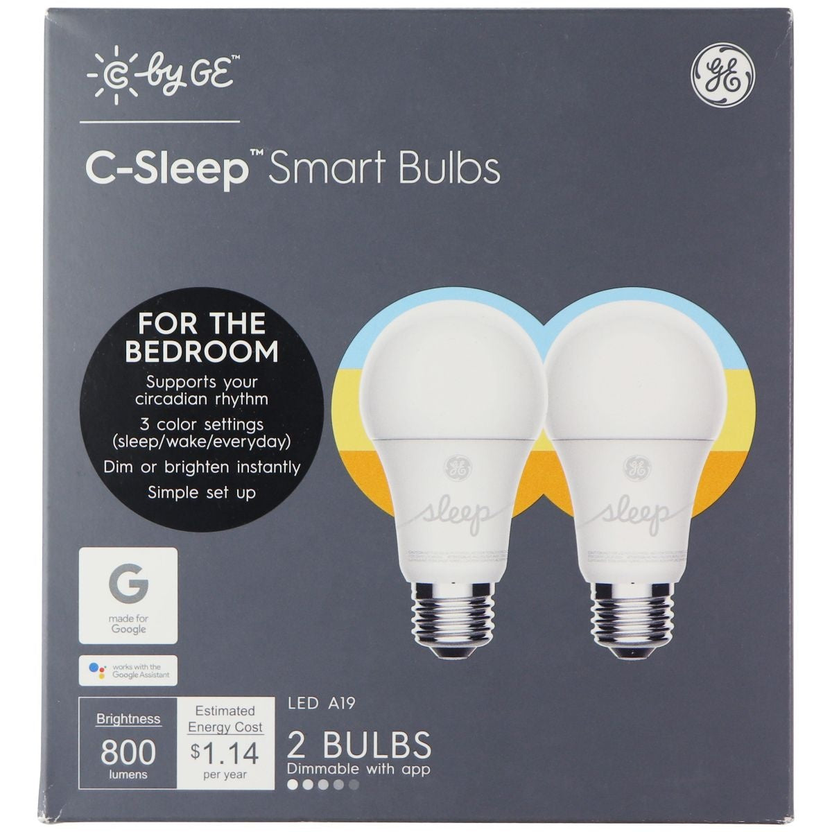 C by GE C-Sleep Series General Electric Smart Bulbs (2-Pack) - Multi-White Camera Accessories - Light Bulbs & Tubes GE    - Simple Cell Bulk Wholesale Pricing - USA Seller