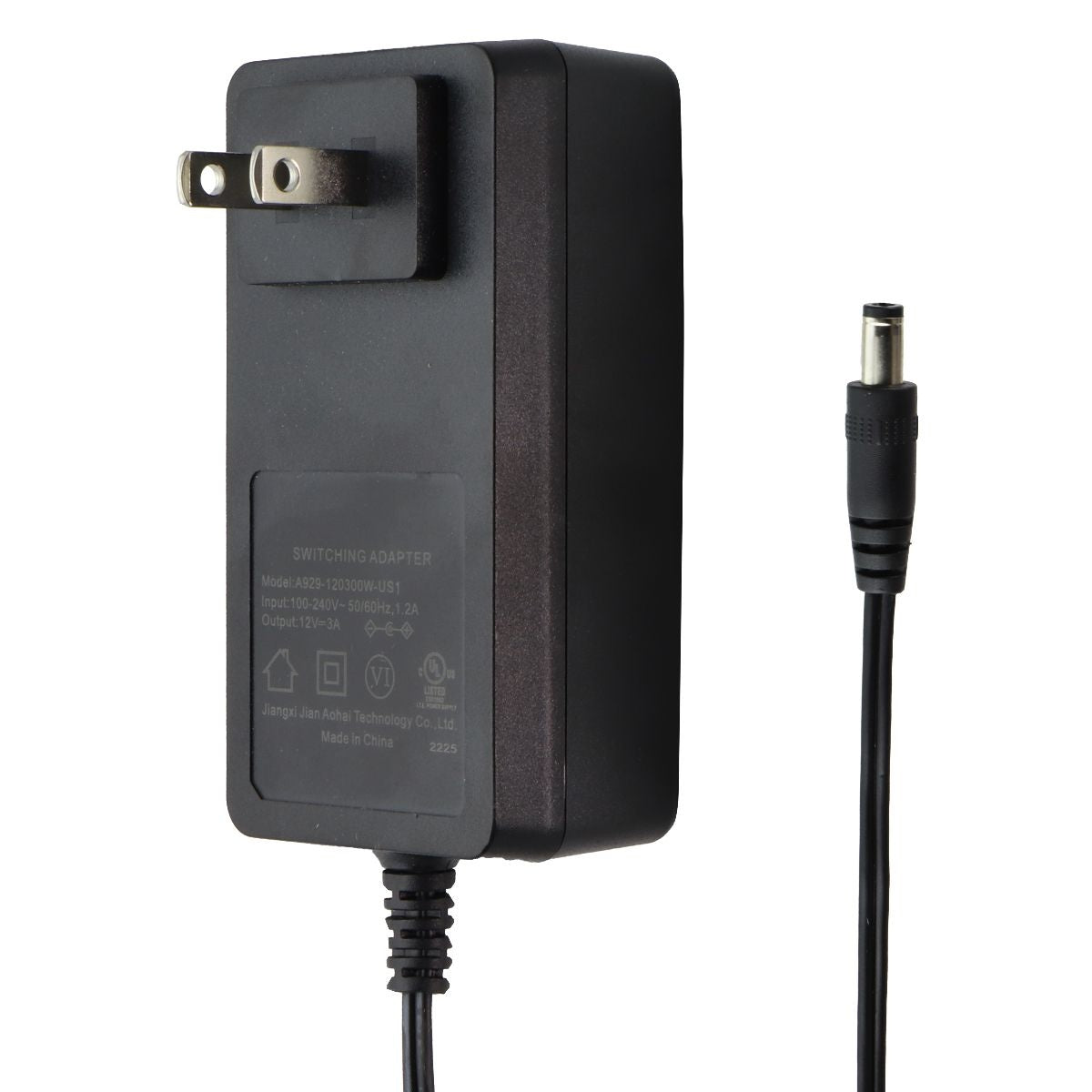 Switching 2-Prong AC Adapter with 6 Foot Cord - Black (A929-120300W-US1) Multipurpose Batteries & Power - Multipurpose AC to DC Adapters Unbranded    - Simple Cell Bulk Wholesale Pricing - USA Seller