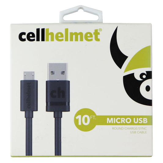 CellHelmet (10-Foot) Round Charge/Sync Micro-USB Cable - Black Cell Phone - Cables & Adapters CellHelmet - Simple Cell Bulk Wholesale Pricing - USA Seller