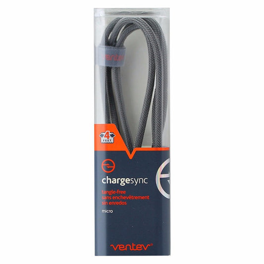Ventev (523384) 4Ft Charge Sync Cable for Micro USB Devices Cable - Steel Gray Cell Phone - Cables & Adapters Ventev    - Simple Cell Bulk Wholesale Pricing - USA Seller