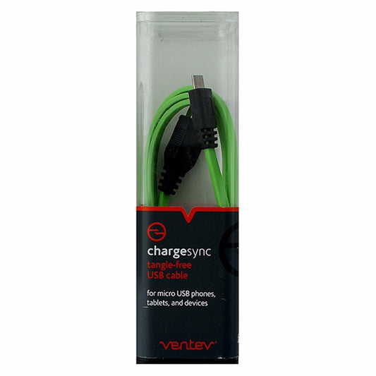 Ventev (565186) 3.3ft Charge Sync Tangle-free Cable for Micro USB Devics - Green Cell Phone - Cables & Adapters Ventev    - Simple Cell Bulk Wholesale Pricing - USA Seller