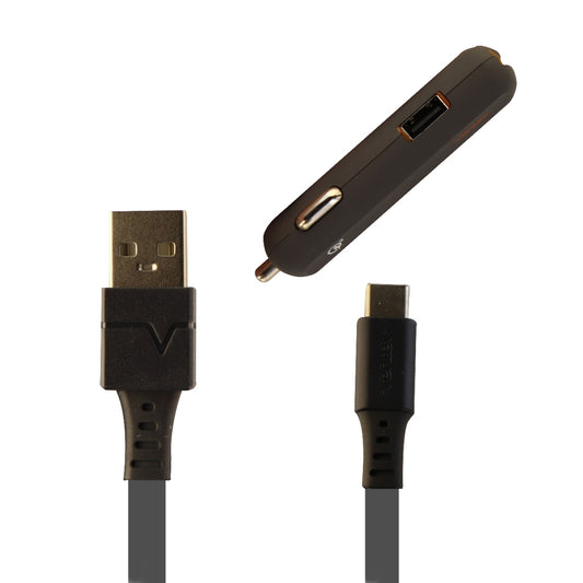 Ventev Dashport 2 USB Ports with USB Type C Cable Car Charger - Gray Orange Cell Phone - Chargers & Cradles Ventev - Simple Cell Bulk Wholesale Pricing - USA Seller