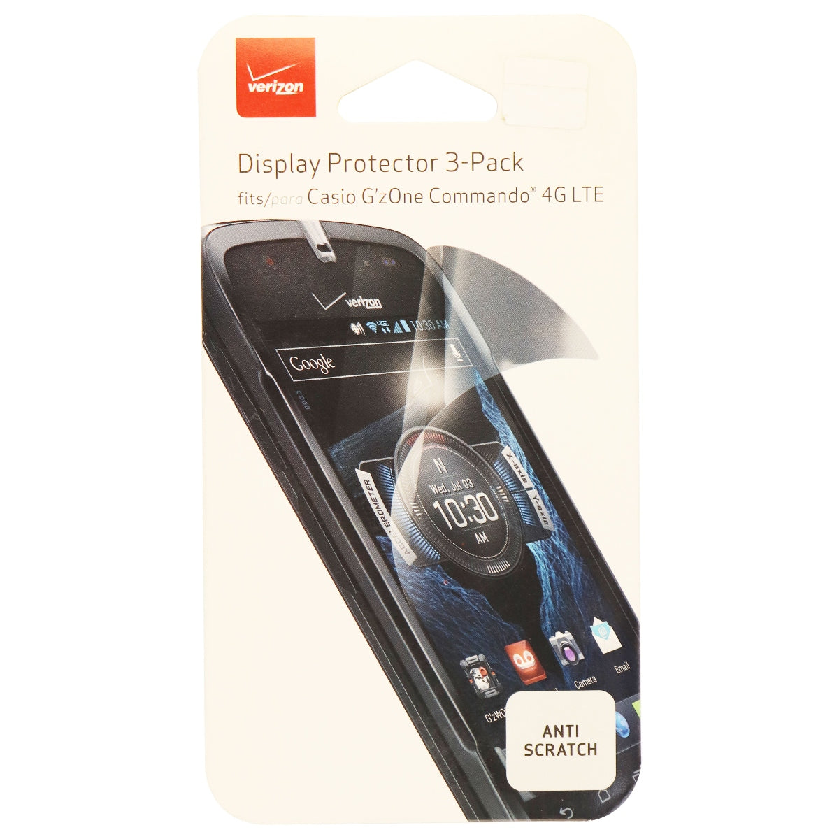Verizon Wireless Display Protectors for Casio GzOne Commando 4G LTE (3 Pack) Cell Phone - Screen Protectors Verizon    - Simple Cell Bulk Wholesale Pricing - USA Seller