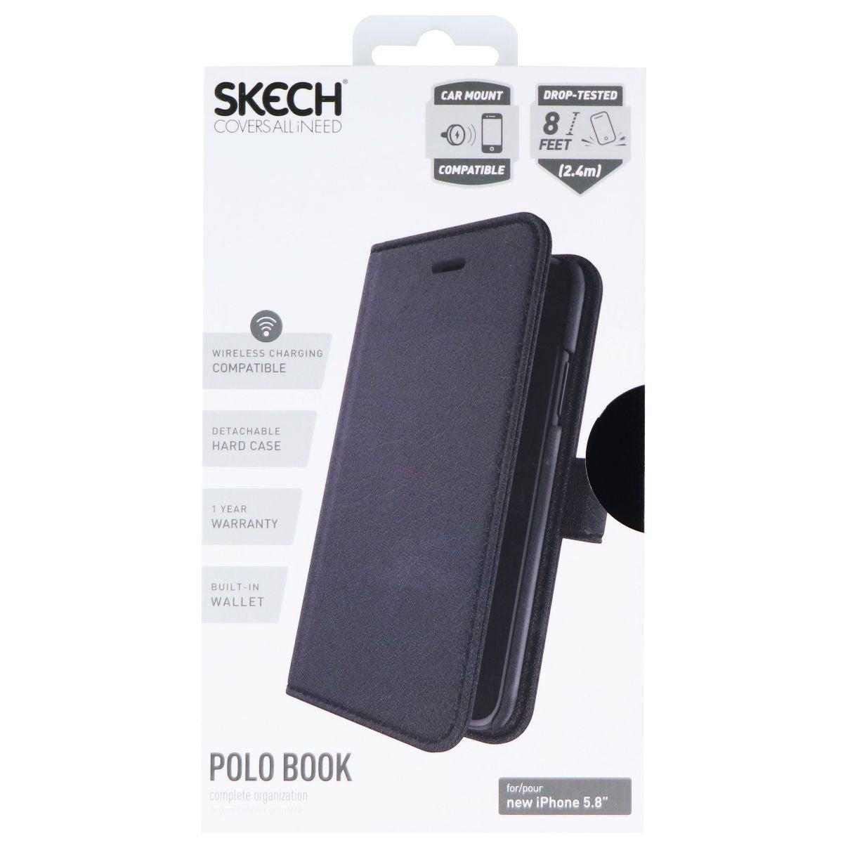 Skech Polo Book Clutch Wallet Cover & Detachable Case for iPhone 11 Pro - Black Cell Phone - Cases, Covers & Skins Skech    - Simple Cell Bulk Wholesale Pricing - USA Seller