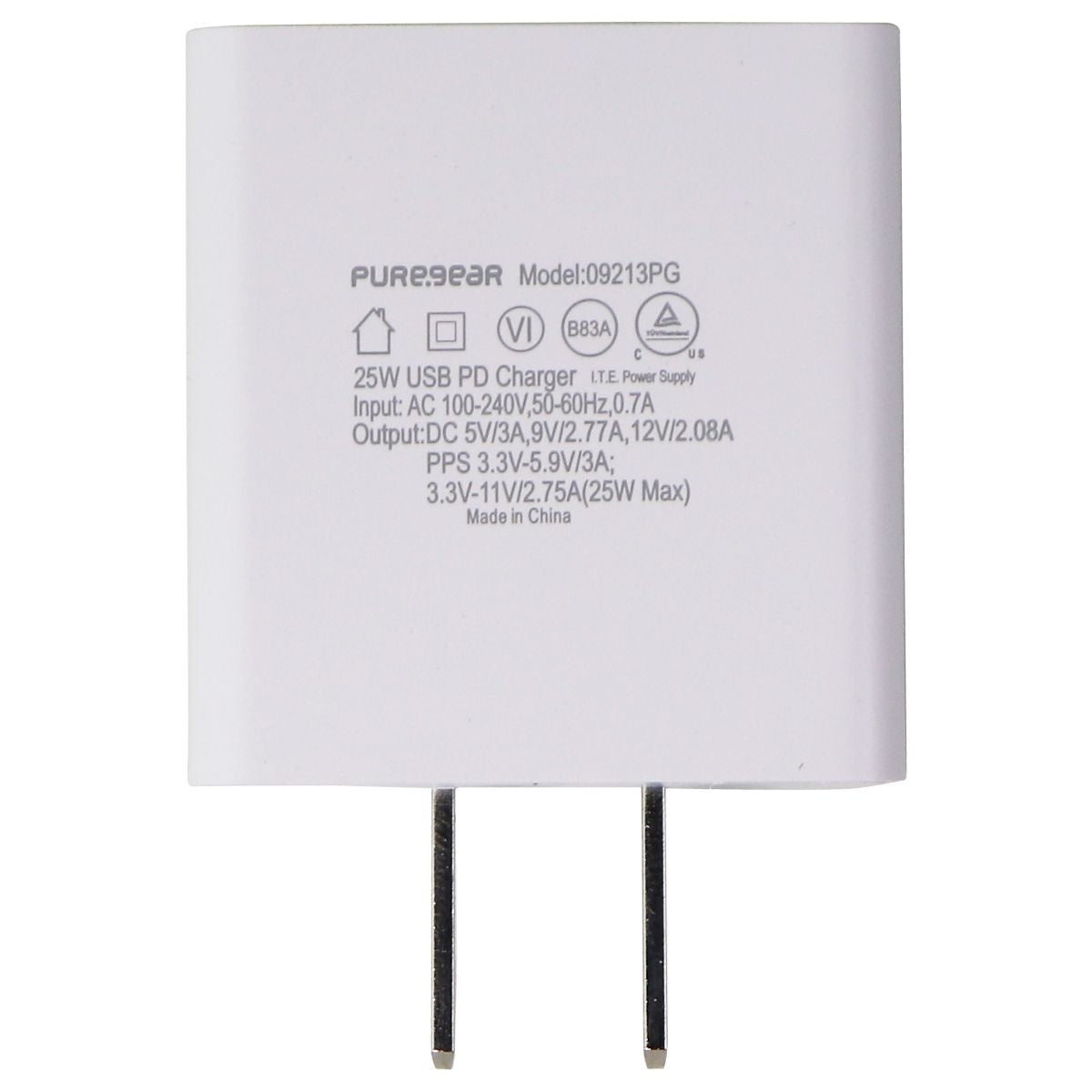 PureGear 25-Watt LightSpeed Wall Charger with Single USB-C Port - White Cell Phone - Chargers & Cradles PureGear    - Simple Cell Bulk Wholesale Pricing - USA Seller