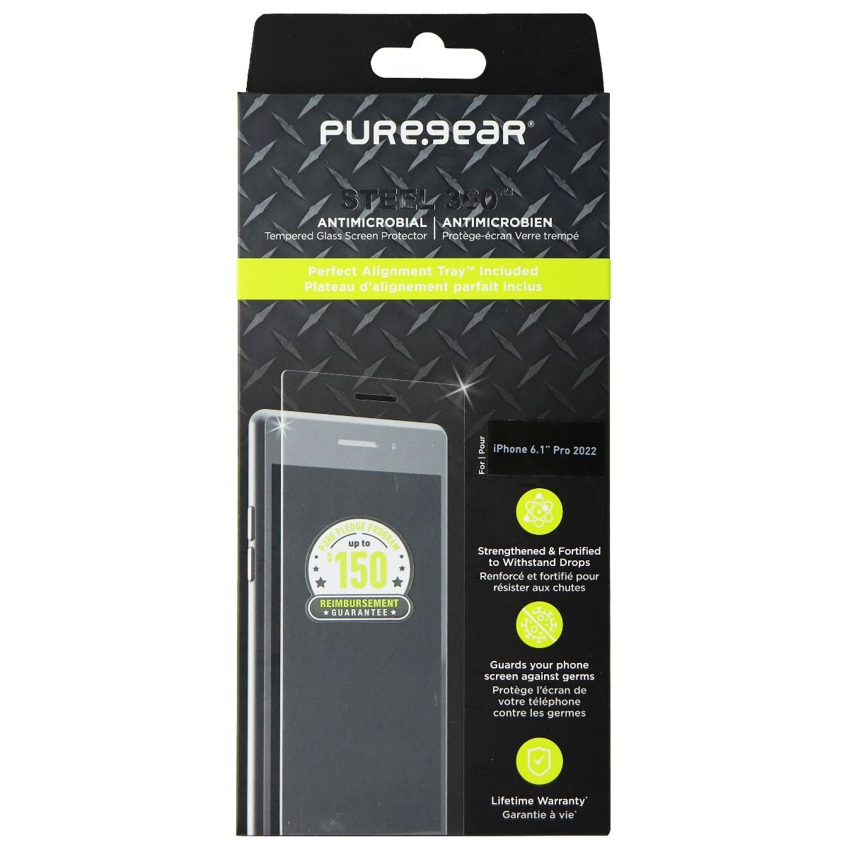 PureGear Steel 360 Tempered Glass for Apple iPhone 14 Pro - Clear