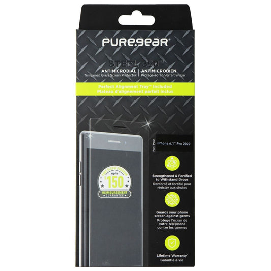 PureGear Steel 360 Tempered Glass for Apple iPhone 14 Pro - Clear Cell Phone - Screen Protectors PureGear - Simple Cell Bulk Wholesale Pricing - USA Seller