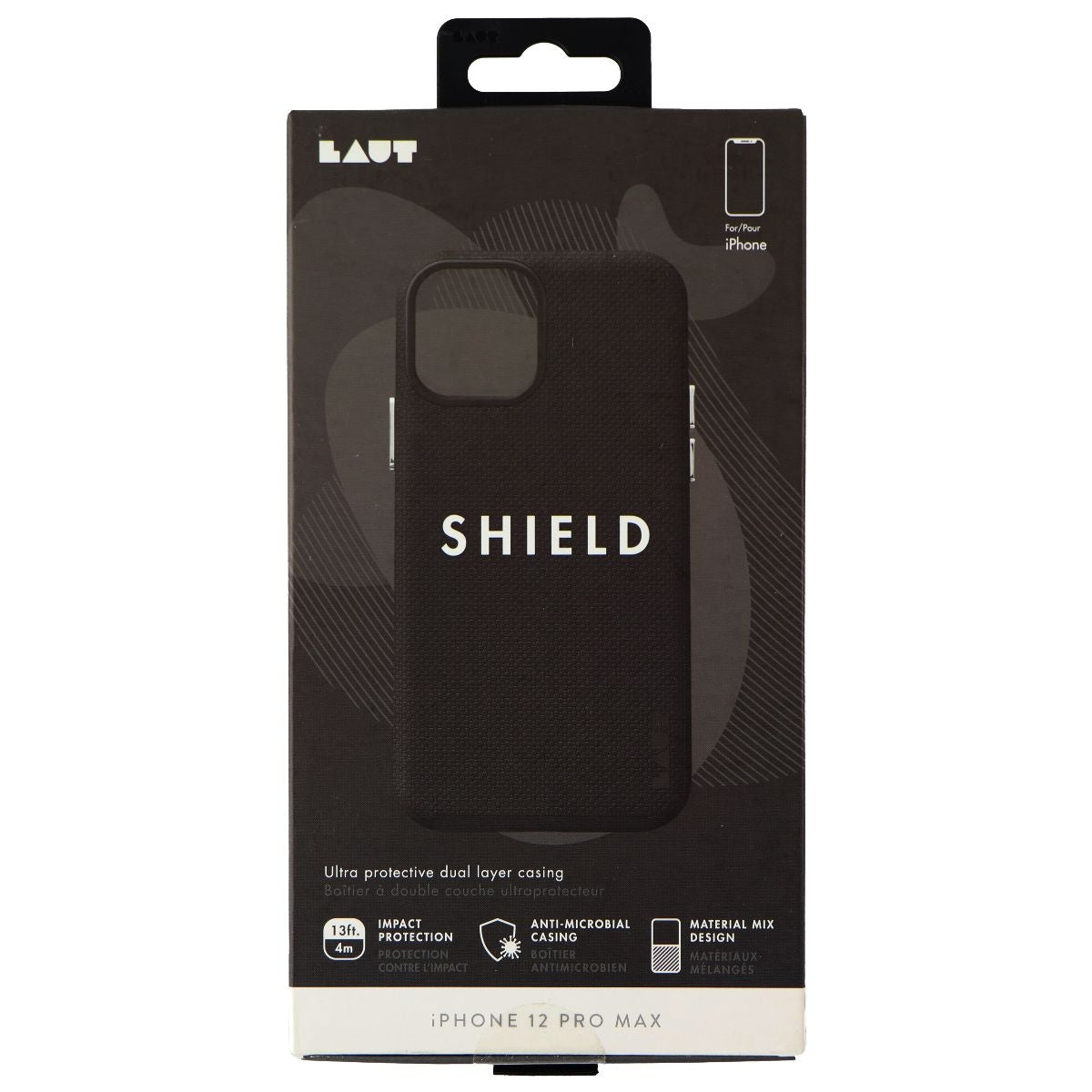 Laut SHIELD Series Case for Apple iPhone 12 Pro Max - Black Cell Phone - Cases, Covers & Skins Laut    - Simple Cell Bulk Wholesale Pricing - USA Seller