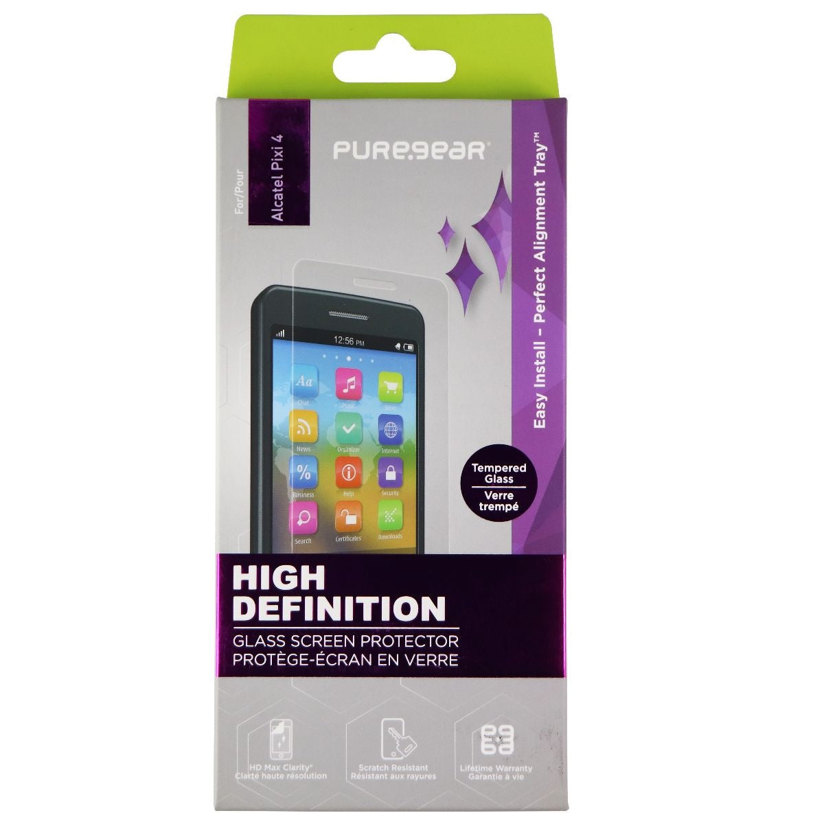 PureGear High Definition Tempered Glass for Alcatel Pixi 4 - Clear Cell Phone - Screen Protectors PureGear - Simple Cell Bulk Wholesale Pricing - USA Seller