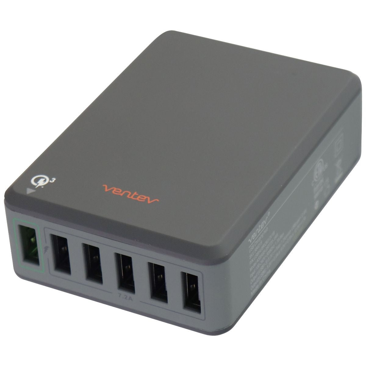Ventev 10.2-AMP QC 3.0 (6-Port) Rapid USB Charging Hub RQ600 - Gray Computer/Network - USB Cables, Hubs & Adapters Ventev - Simple Cell Bulk Wholesale Pricing - USA Seller