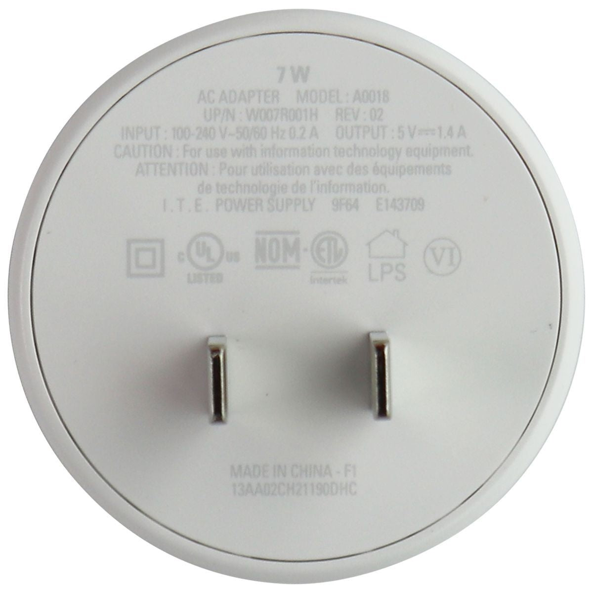 Nest (5V/1.4A) 7W Single USB Rounded Wall Adapter/Charger - White (A0018) Cell Phone - Chargers & Cradles Nest - Simple Cell Bulk Wholesale Pricing - USA Seller