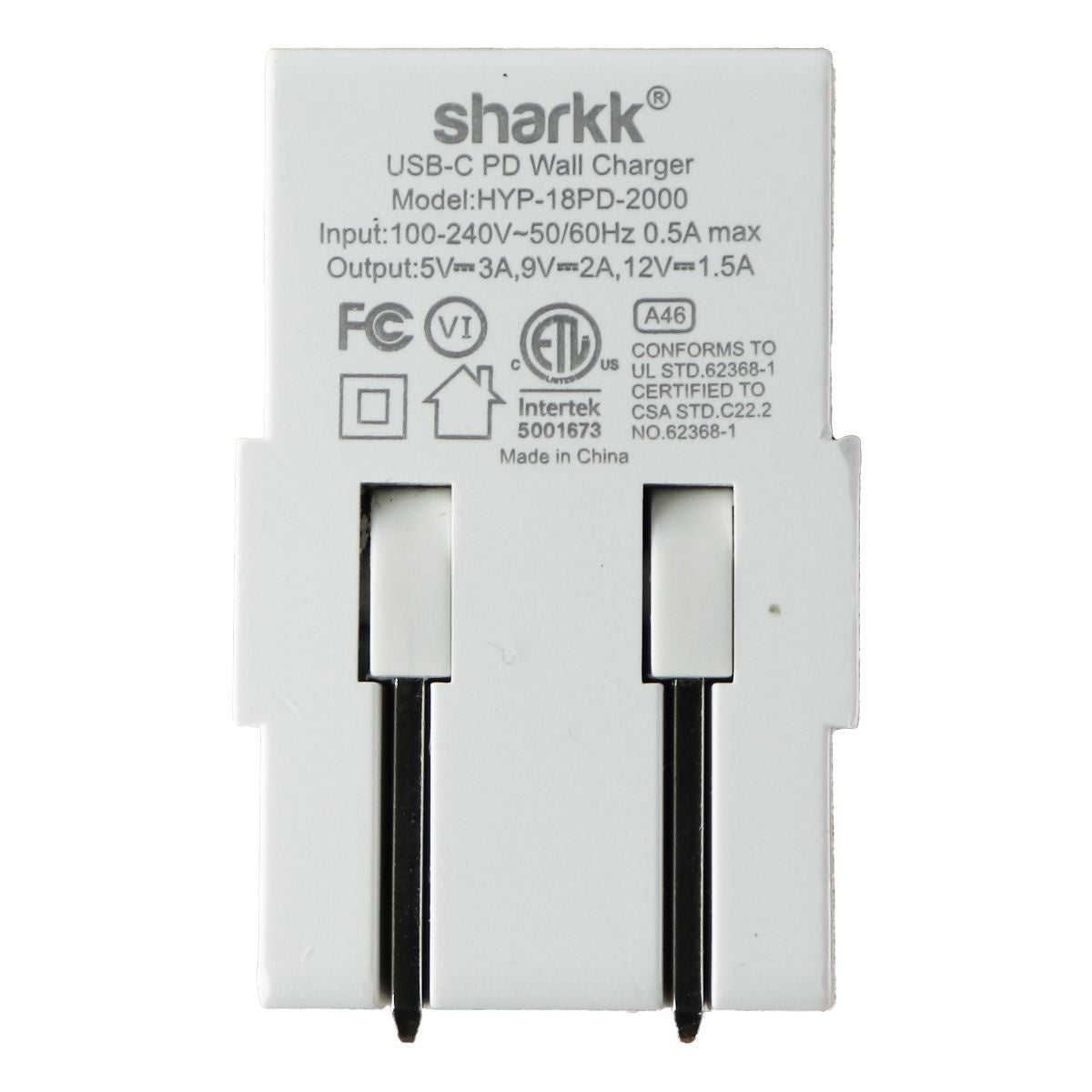 Sharkk USB-C (5V/3A) Adaptive Output PD Wall Charger - White Cell Phone - Chargers & Cradles Sharkk - Simple Cell Bulk Wholesale Pricing - USA Seller