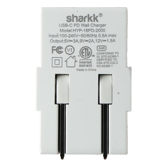 Sharkk USB-C (5V/3A) Adaptive Output PD Wall Charger - White Cell Phone - Chargers & Cradles Sharkk - Simple Cell Bulk Wholesale Pricing - USA Seller
