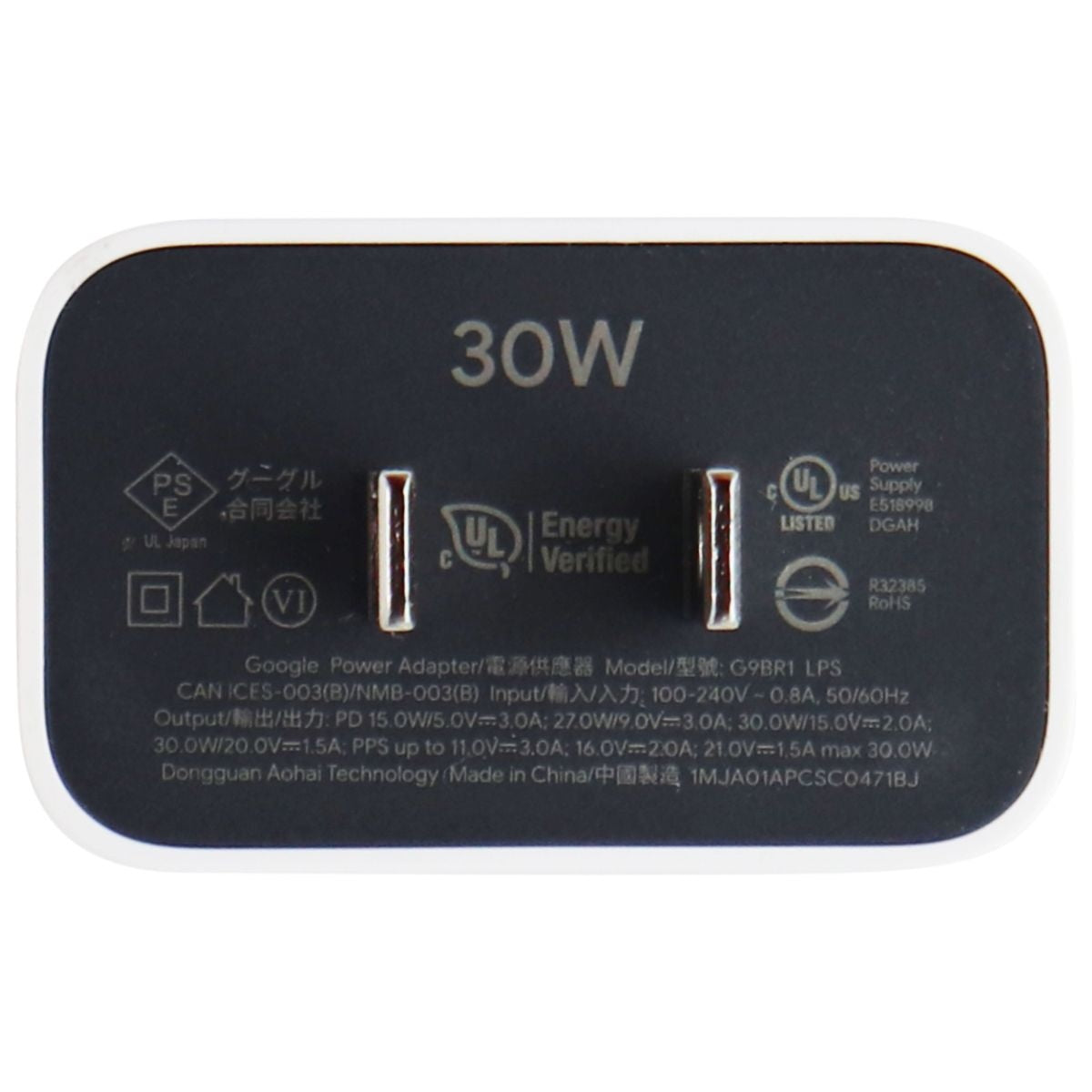 Google (30-Watt) Single USB-C Charger Travel Adapter White (G9BR1) / Retail Box Cell Phone - Chargers & Cradles Google - Simple Cell Bulk Wholesale Pricing - USA Seller