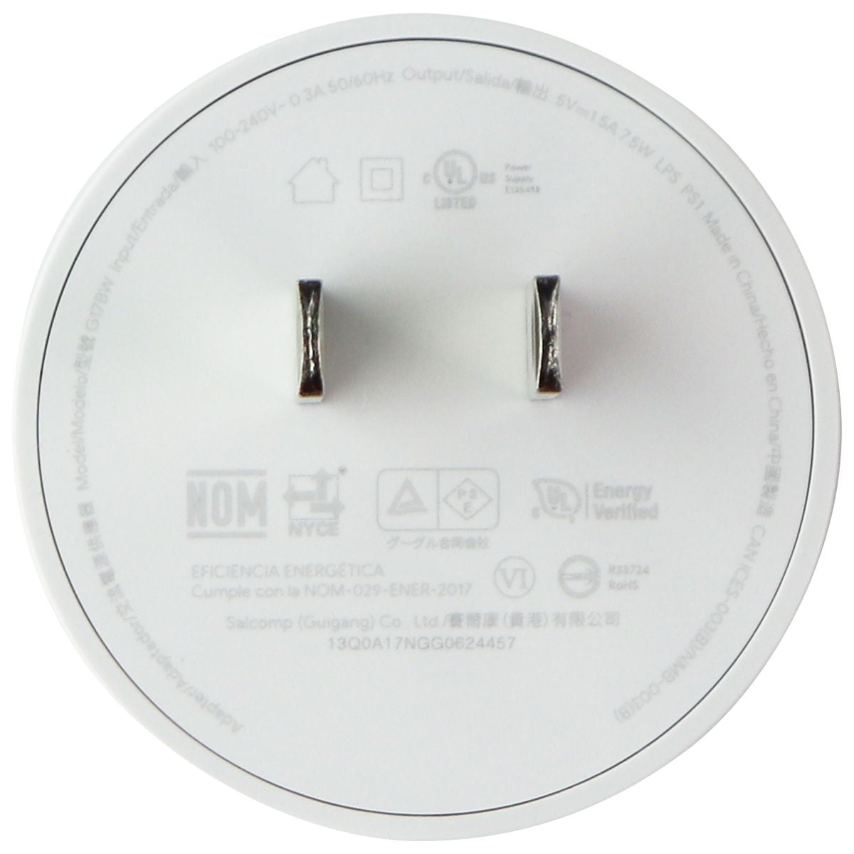 Google (5V/1.5A) 7.5W Single USB Round Wall Adapter/Charger - White (G17BW) Cell Phone - Chargers & Cradles Google - Simple Cell Bulk Wholesale Pricing - USA Seller