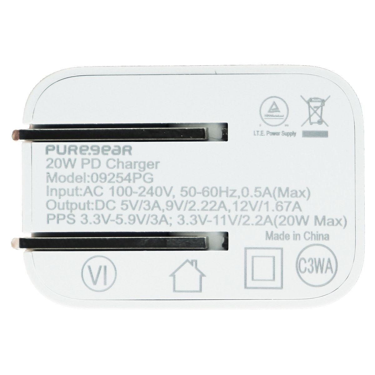 PureGear 20-Watt LightSpeed USB-C Wall Charger with MFi Cable for iPhone - White Cell Phone - Chargers & Cradles PureGear - Simple Cell Bulk Wholesale Pricing - USA Seller