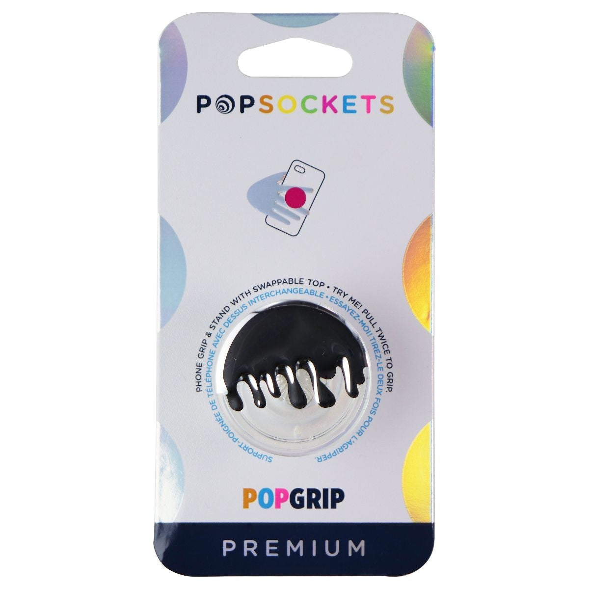 PopSockets Swappable PopGrip Expanding Stand and Grip - Chrome Drip Silver Cell Phone - Mounts & Holders PopSockets - Simple Cell Bulk Wholesale Pricing - USA Seller