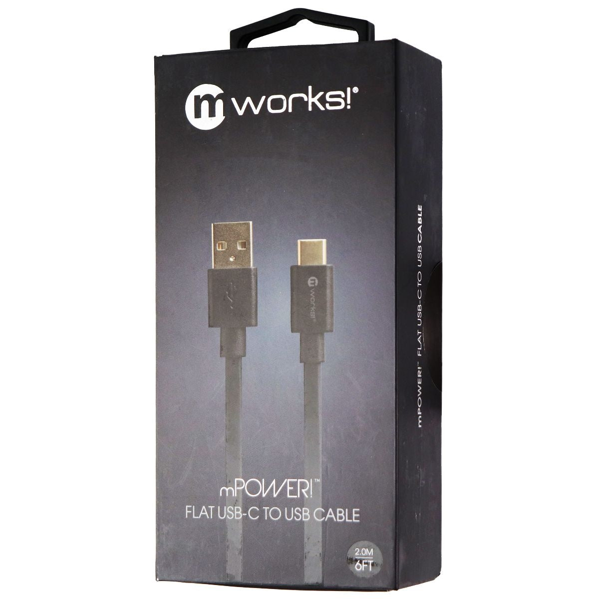 mWorks! mPower! 6-Foot (USB-C) to USB Flat Tangle-Free Cable - Black Cell Phone - Cables & Adapters mWorks! - Simple Cell Bulk Wholesale Pricing - USA Seller