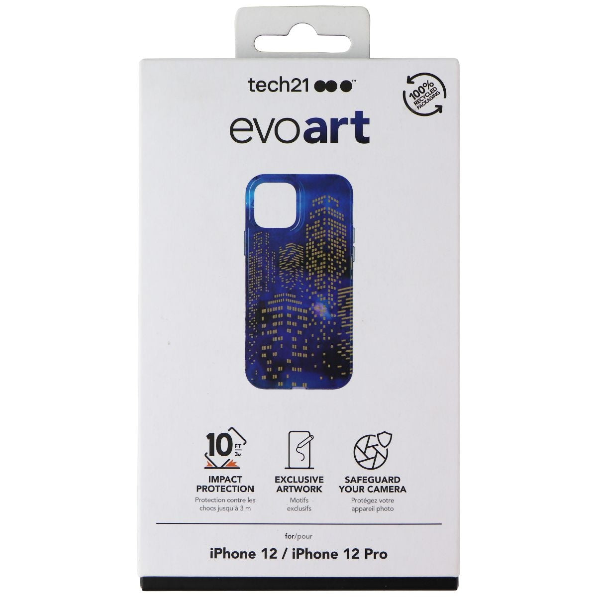 Tech21 EvoArt Case for Apple iPhone 12 and iPhone 12 Pro - Blue/Burning City Cell Phone - Cases, Covers & Skins Tech21 - Simple Cell Bulk Wholesale Pricing - USA Seller