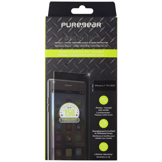 PureGear Steel 360 Privacy Tinted Tempered Glass for iPhone 14 Pro Cell Phone - Screen Protectors PureGear    - Simple Cell Bulk Wholesale Pricing - USA Seller