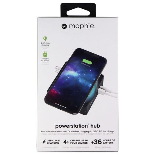 Mophie Powerstation Hub - Portable Battery hub with Wireless Qi - Black Cell Phone - Chargers & Cradles Mophie    - Simple Cell Bulk Wholesale Pricing - USA Seller