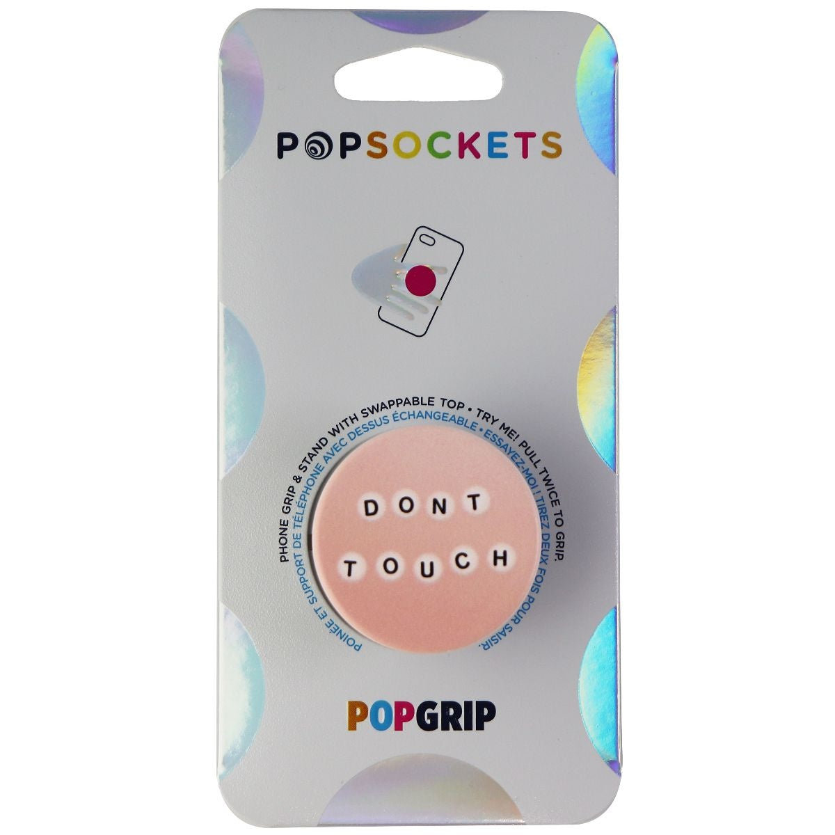PopSockets PopGrip Expanding Stand and Grip w/ Swappable Top - Dont Touch / Pink Cell Phone - Mounts & Holders PopSockets - Simple Cell Bulk Wholesale Pricing - USA Seller