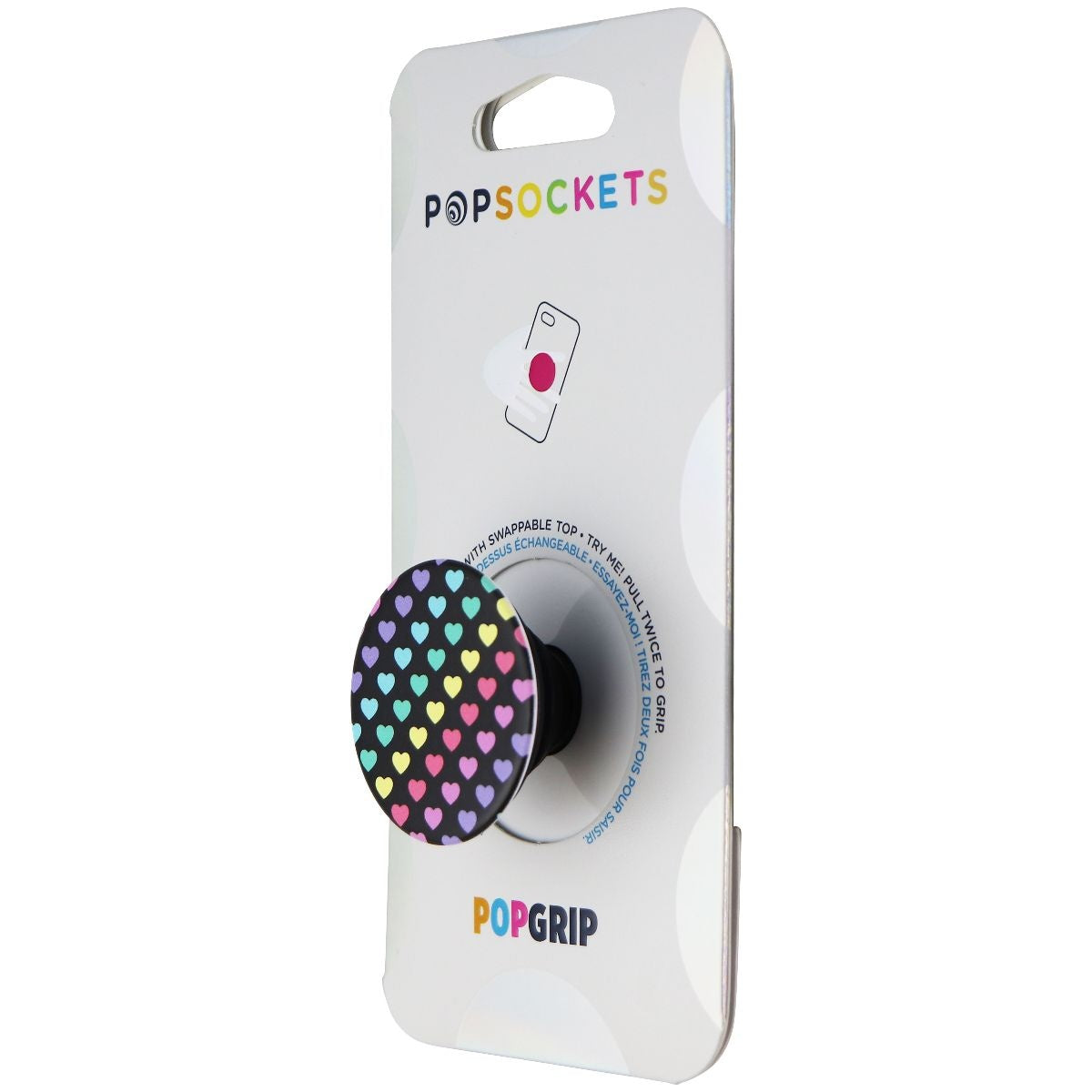 PopSockets: PopGrip Expanding Stand and Grip with Swappable Top - Rainbow Hearts Cell Phone - Mounts & Holders PopSockets - Simple Cell Bulk Wholesale Pricing - USA Seller