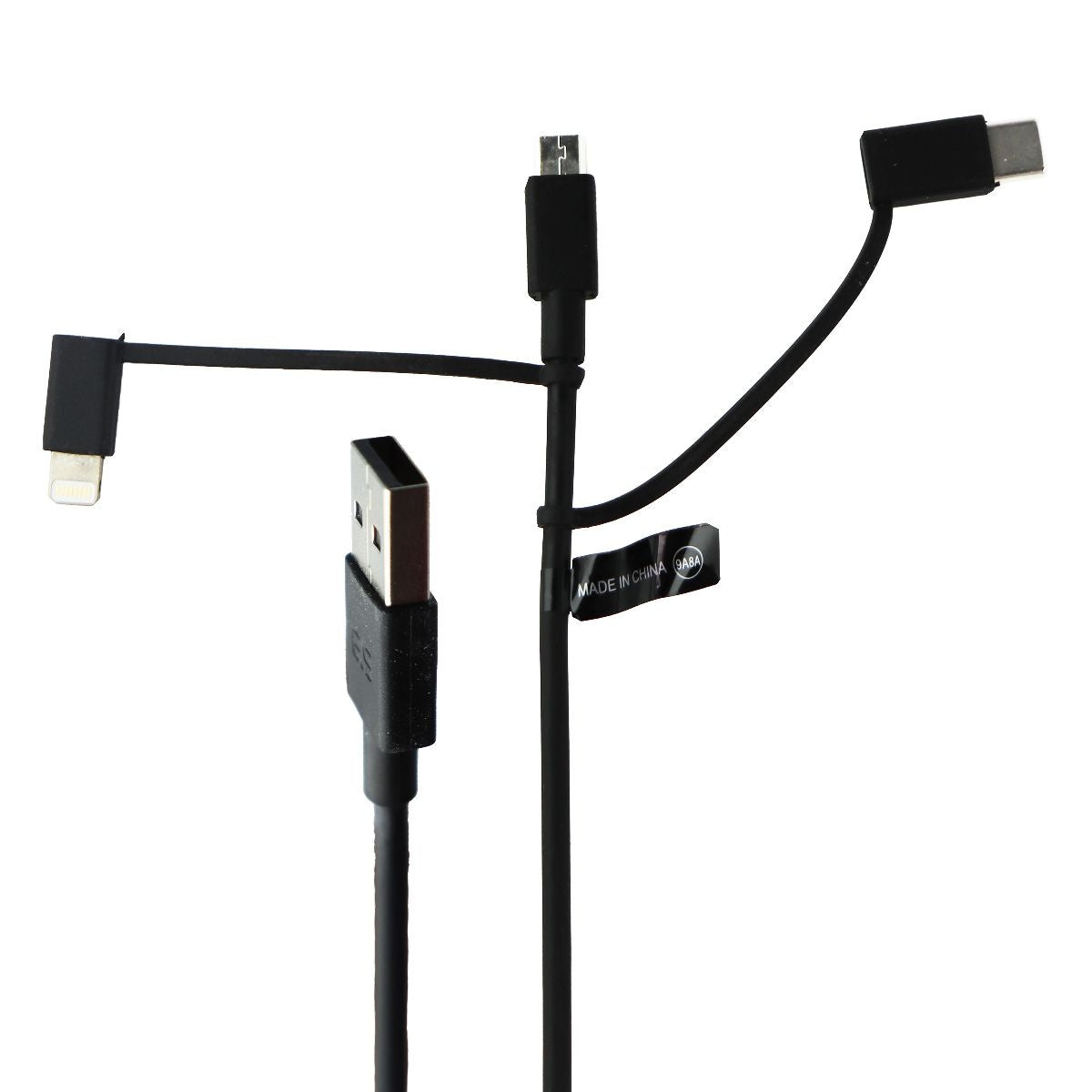 PureGear 4-Ft 3-in-1 USB Cable with Micro-USB, USB-C, and Lightning 8-Pin Cell Phone - Cables & Adapters PureGear - Simple Cell Bulk Wholesale Pricing - USA Seller