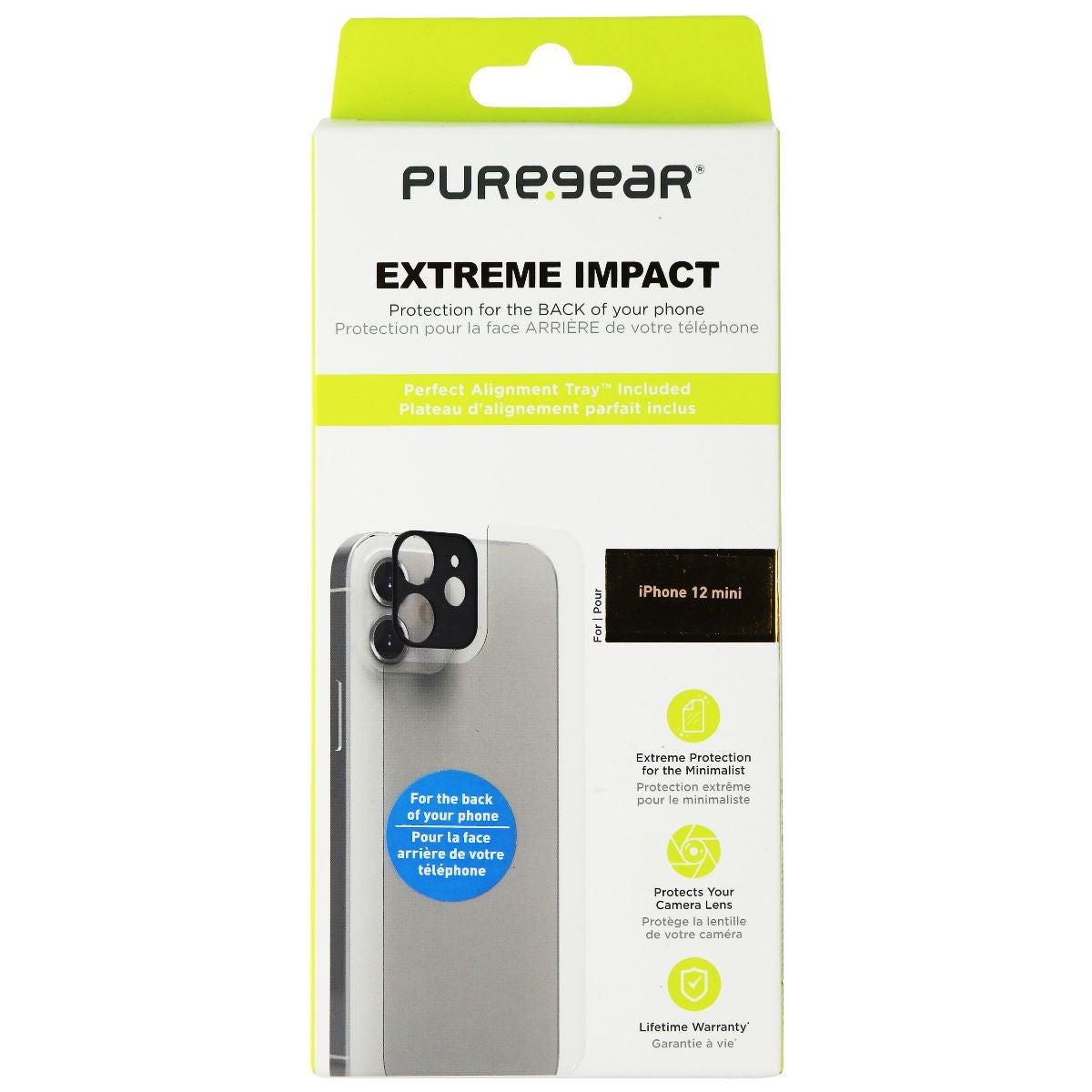 PureGear Extreme Impact Film Screen & Glass Camera Protector for iPhone 12 Mini Cell Phone - Screen Protectors PureGear - Simple Cell Bulk Wholesale Pricing - USA Seller
