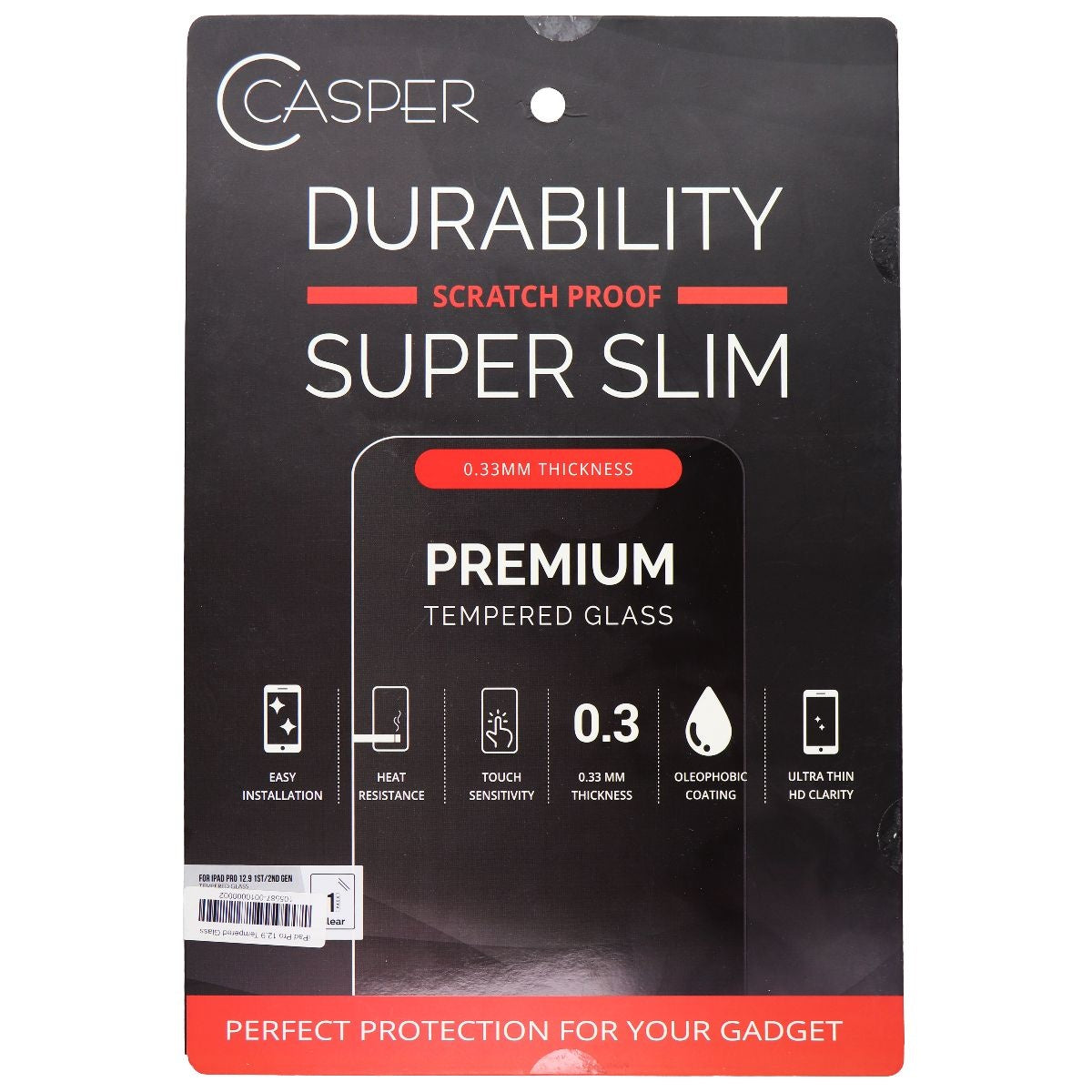 Casper Durability 0.33mm Slim Tempered Glass for iPad Pro 12.9 (2nd/1st Gen) iPad/Tablet Accessories - Screen Protectors Casper    - Simple Cell Bulk Wholesale Pricing - USA Seller