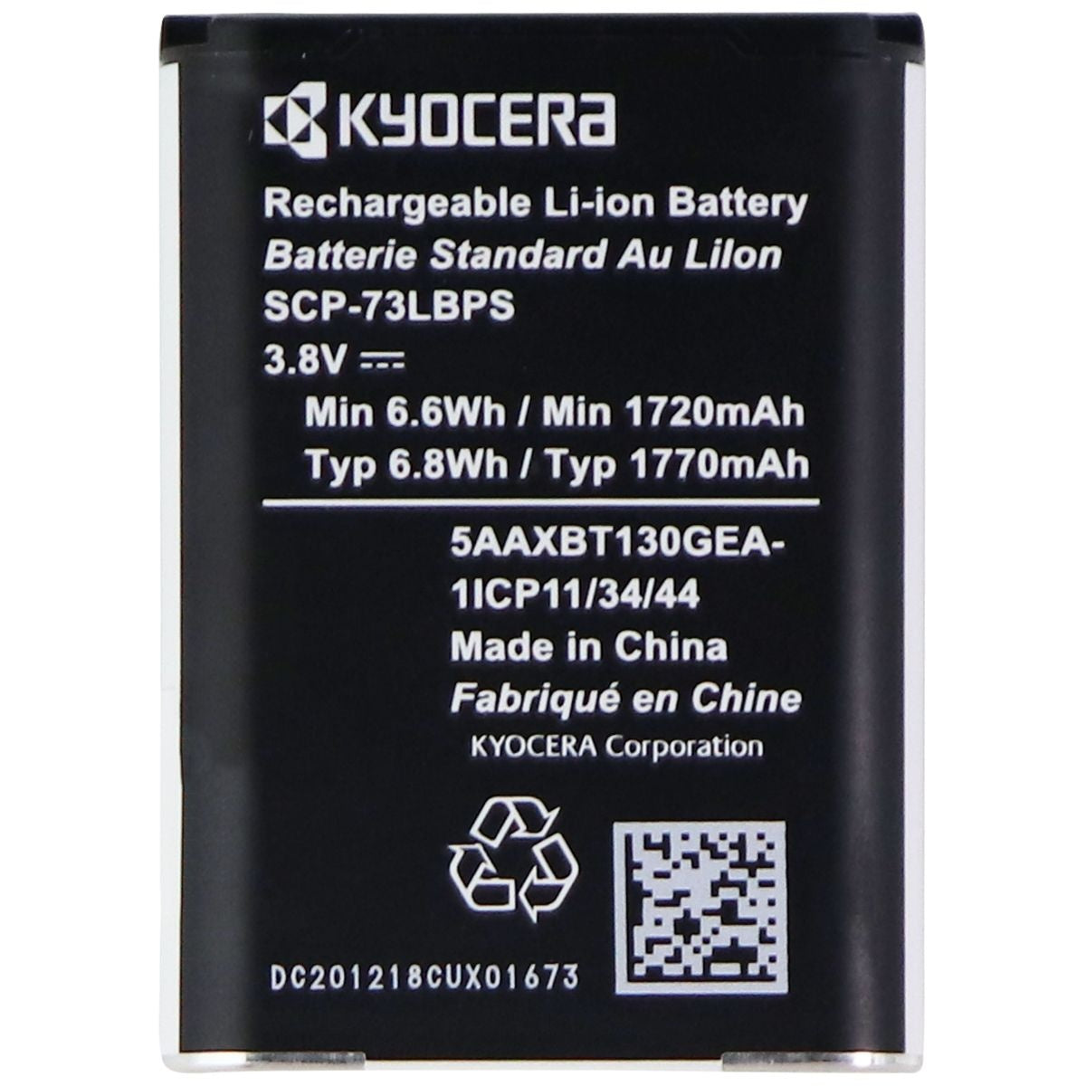 Kyocera 3.8V Rechargeable 1720mAh Battery - Black (SCP-73LBPS) Cell Phone - Batteries Kyocera - Simple Cell Bulk Wholesale Pricing - USA Seller