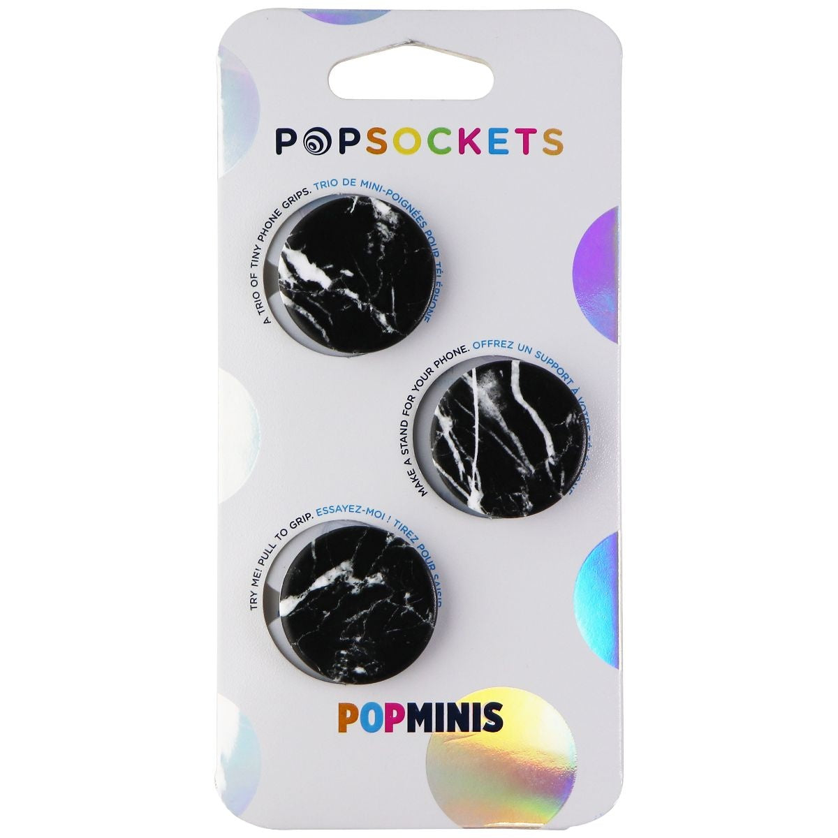 PopSockets PopMinis Mini Grips for Phones & Tablets (3 Pack) - Black Marble Cell Phone - Mounts & Holders PopSockets - Simple Cell Bulk Wholesale Pricing - USA Seller