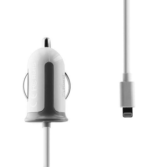 ZipKord 2.4A 3-Foot Car Charger for iPhones - White/iPhone X 8 7 Cell Phone - Chargers & Cradles ZipKord - Simple Cell Bulk Wholesale Pricing - USA Seller