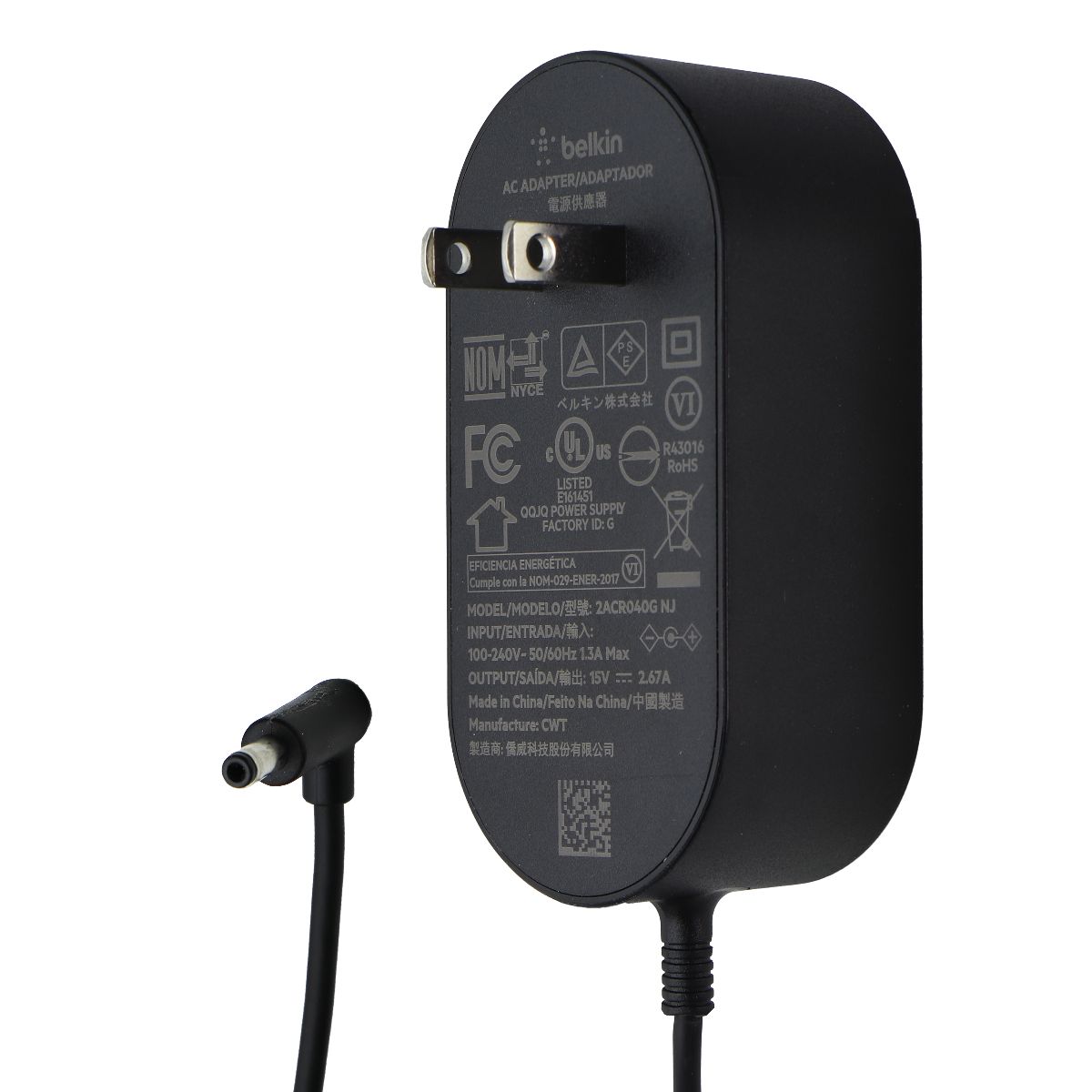 Belkin (15V/2.67A) AC Adapter Power Supply Cord for Belkin 3-in-1 (2ACR040G) Multipurpose Batteries & Power - Multipurpose AC to DC Adapters Belkin    - Simple Cell Bulk Wholesale Pricing - USA Seller