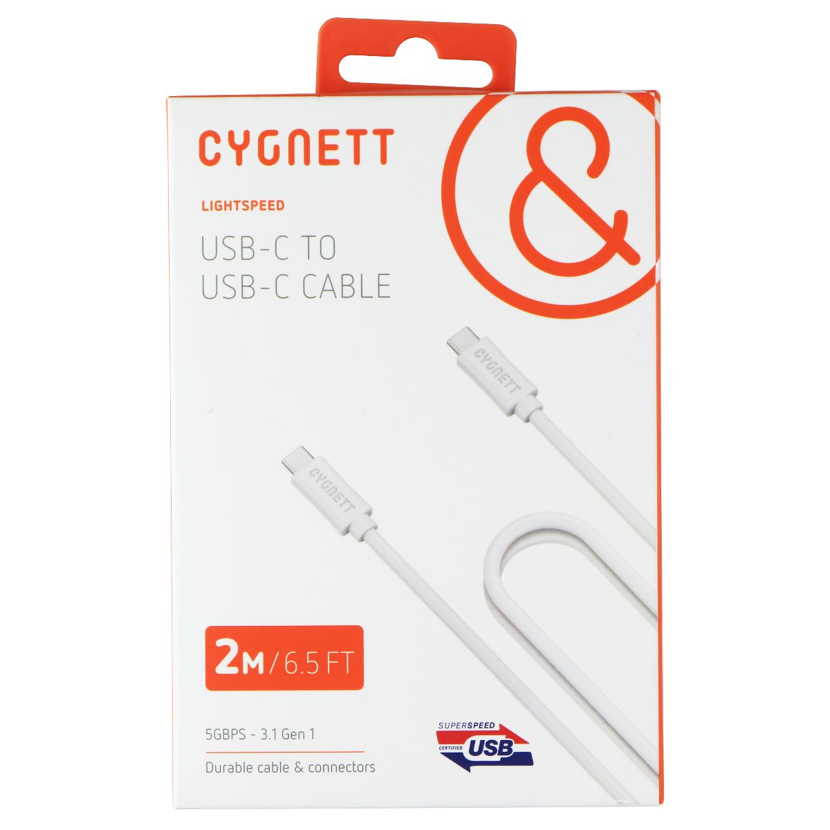 Cygnett USB-C to USB-C (2 M/6.5 FT) - White Cell Phone - Cables & Adapters Cygnett    - Simple Cell Bulk Wholesale Pricing - USA Seller