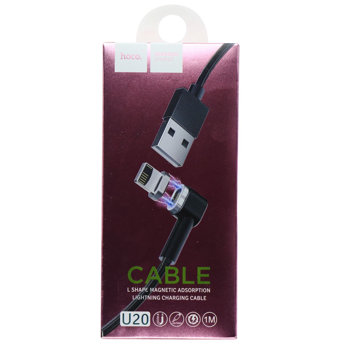 Hoco. (3.3-Ft) L-Shape Magnetic Lightning 8-Pin to USB Cable - Black Cell Phone - Cables & Adapters Hoco.    - Simple Cell Bulk Wholesale Pricing - USA Seller