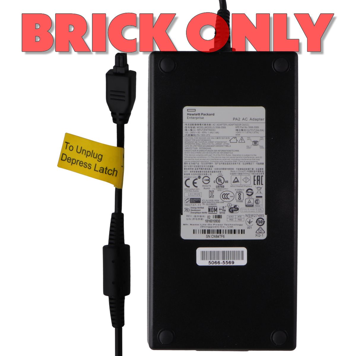 HP 90W PA2 AC Adapter (5066-5569) Power Supply - Black / Brick Only* Multipurpose Batteries & Power - Multipurpose AC to DC Adapters HP Enterprise    - Simple Cell Bulk Wholesale Pricing - USA Seller