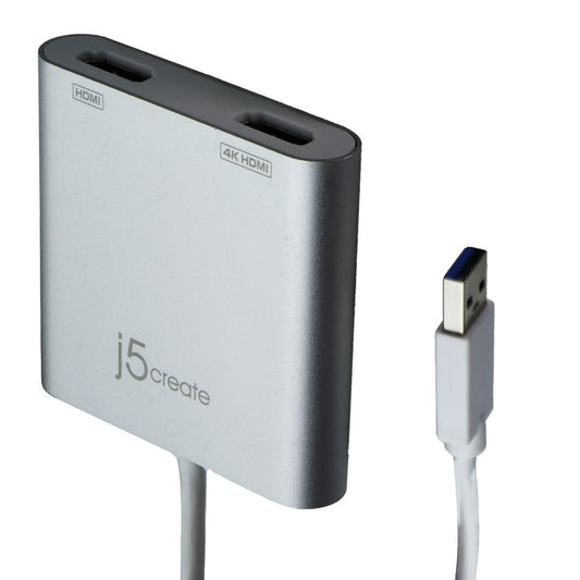 j5create USB to HDMI Adapter Dual HDMI USB 3.0 Multi-Monitor Cable - Silver Cell Phone - Cables & Adapters j5create    - Simple Cell Bulk Wholesale Pricing - USA Seller