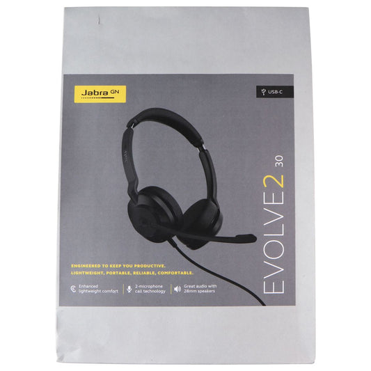 Jabra Evolve2 30 MS Wired Stereo Headset - Black Computer Accessories - Headsets Jabra    - Simple Cell Bulk Wholesale Pricing - USA Seller
