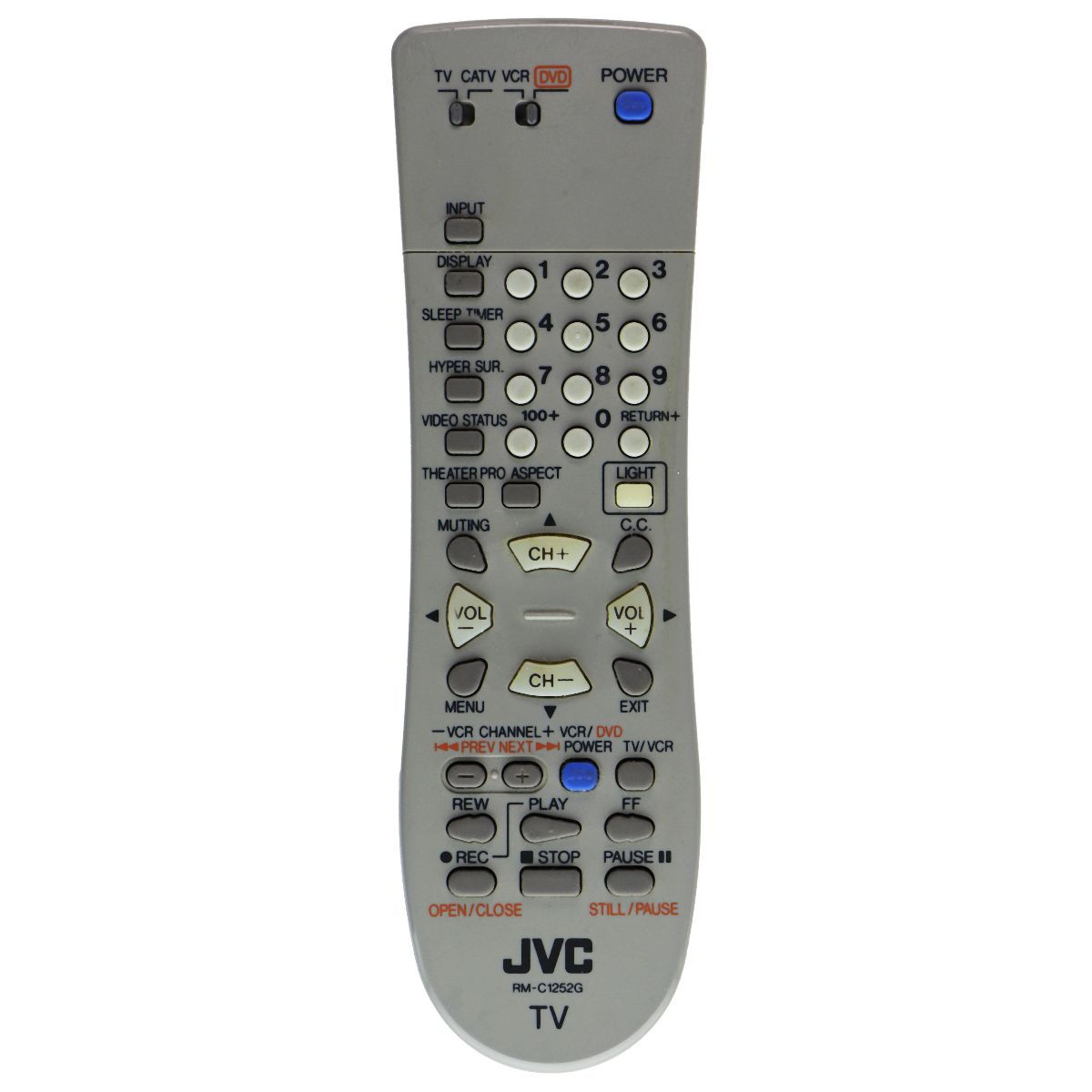 Jvc Grey Remote JVC Remote Control OEM (RM-C1252G) for Select JVC Systems - Gray ...