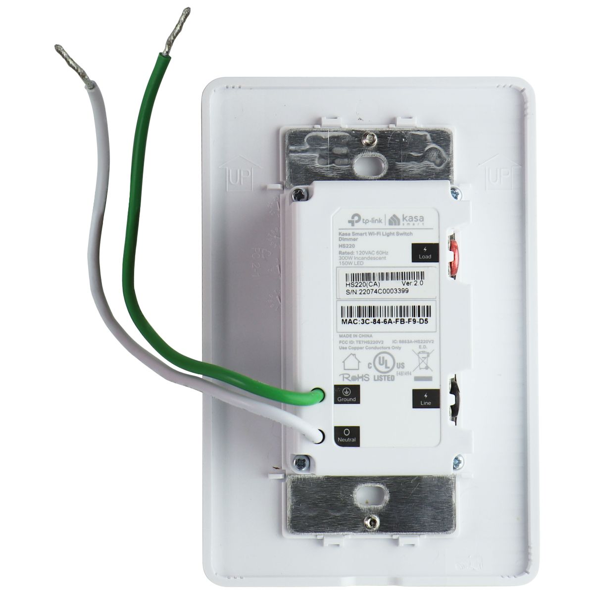 Kasa Smart Dimmer Switch HS220 Single Pole (Needs Neutral Wire) - White Camera Accessories - Light Meters Kasa    - Simple Cell Bulk Wholesale Pricing - USA Seller