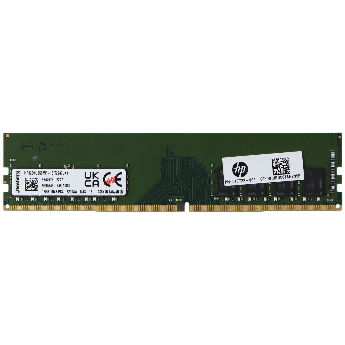 Kingston RAM 16GB DDR4 3200MHz (Model: HP32D4U2S8MF-16) Part Number: L4772-001 Computer Parts - Memory (RAM) Kingston    - Simple Cell Bulk Wholesale Pricing - USA Seller