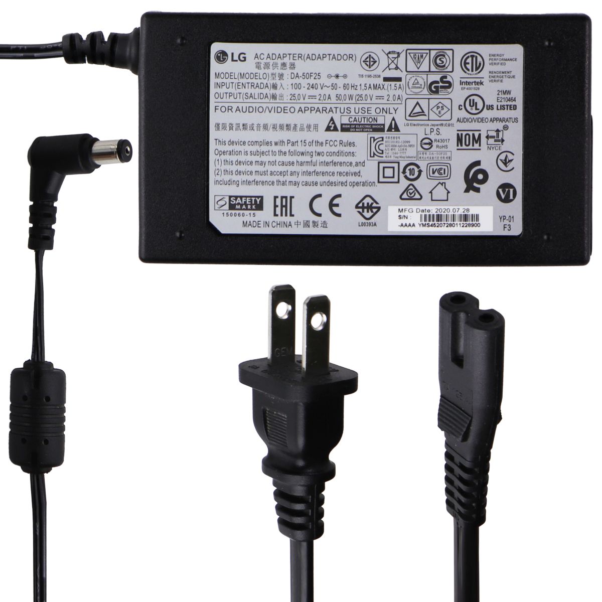 LG (25V/2A) OEM AC Adapter Power Supply Wall Charger - Black (DA-50F25) Multipurpose Batteries & Power - Multipurpose AC to DC Adapters LG    - Simple Cell Bulk Wholesale Pricing - USA Seller