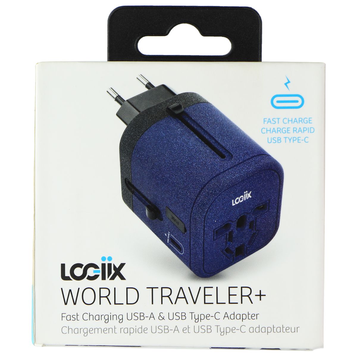 Logiix (World Traveler+) Fast Charging USB + USB-C Wall Adapter - Blue Cell Phone - Chargers & Cradles Logiix    - Simple Cell Bulk Wholesale Pricing - USA Seller