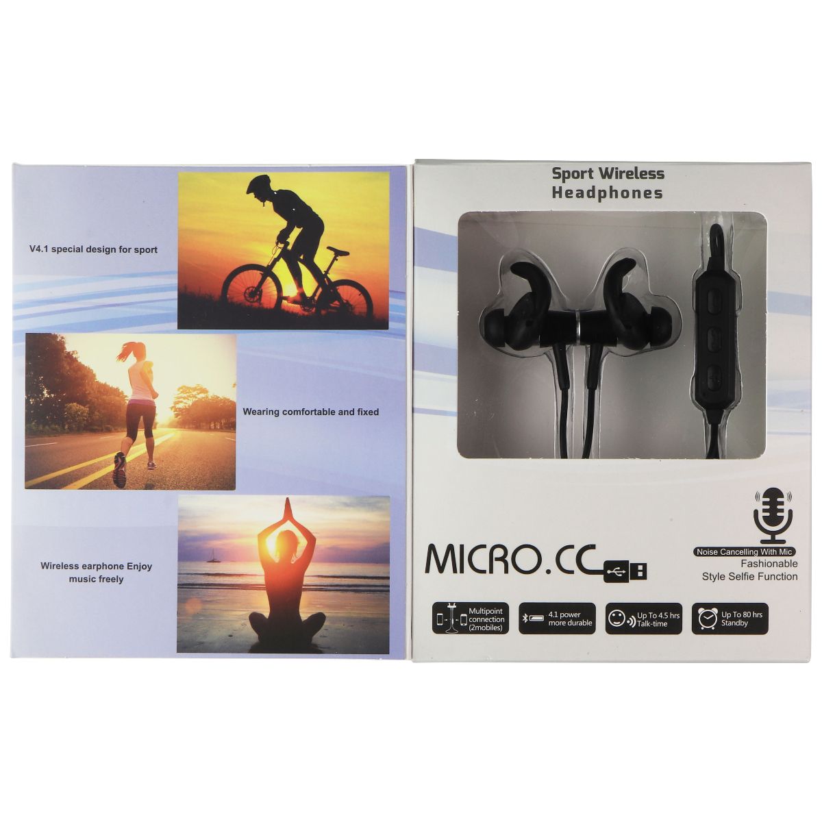 Micro.cc Magnetic Wireless Sports Headphones with Remote/Mic - Black Portable Audio - Headphones Micro.cc    - Simple Cell Bulk Wholesale Pricing - USA Seller