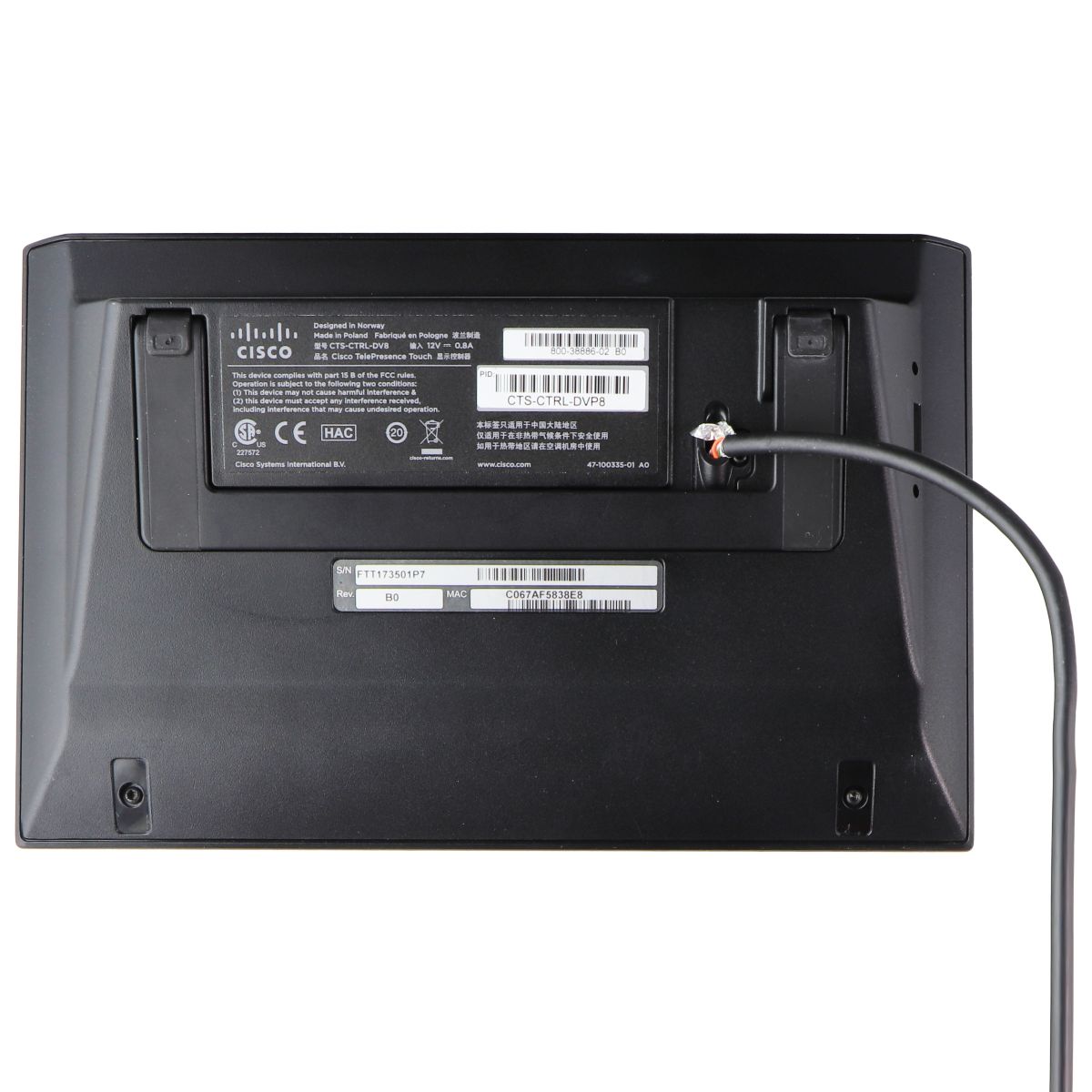 Cisco Telepresence Touchscreen Control Panel (CTS-CTRL-DV8) TV, Video & Audio Accessories - Other TV, Video & Audio Accs Cisco    - Simple Cell Bulk Wholesale Pricing - USA Seller