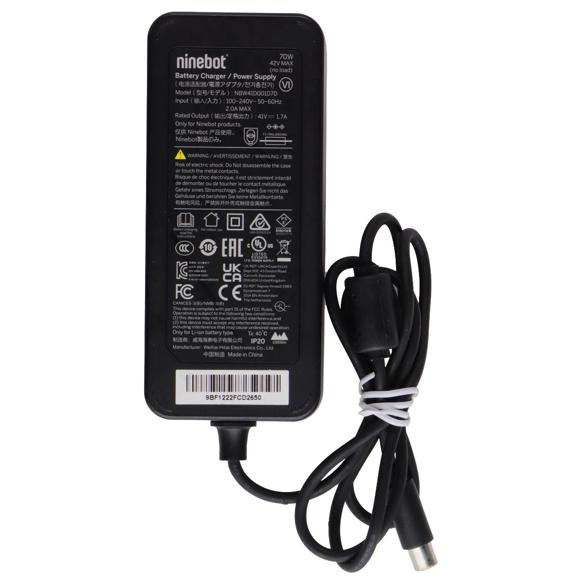 Ninebot (41V) Battery Charger / Power Supply for Ninebot Products - Black Computer/Network - Power Cables & Connectors Ninebot    - Simple Cell Bulk Wholesale Pricing - USA Seller