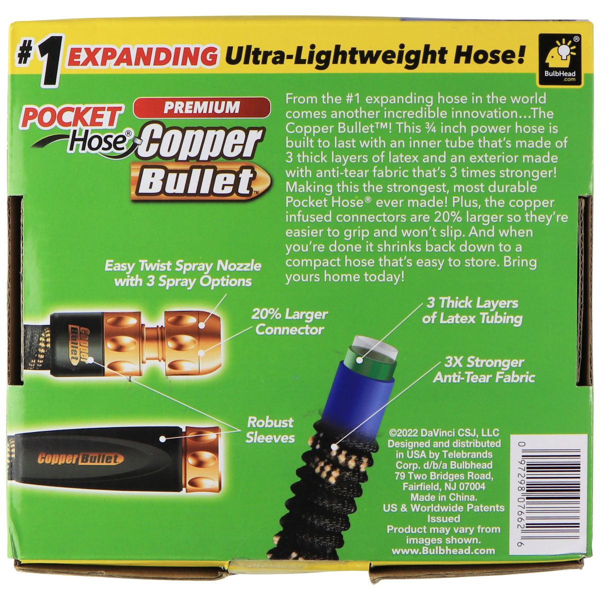 PocketHose Premium Copper Bullet Water Hose with Nozzle - 25 Ft - Copper / Black Other Sporting Goods PocketHose    - Simple Cell Bulk Wholesale Pricing - USA Seller
